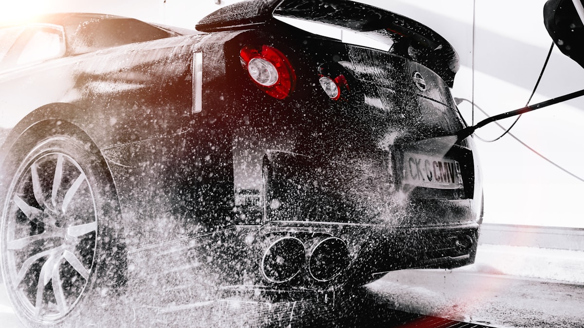 Car covered in premium foam wash treatment